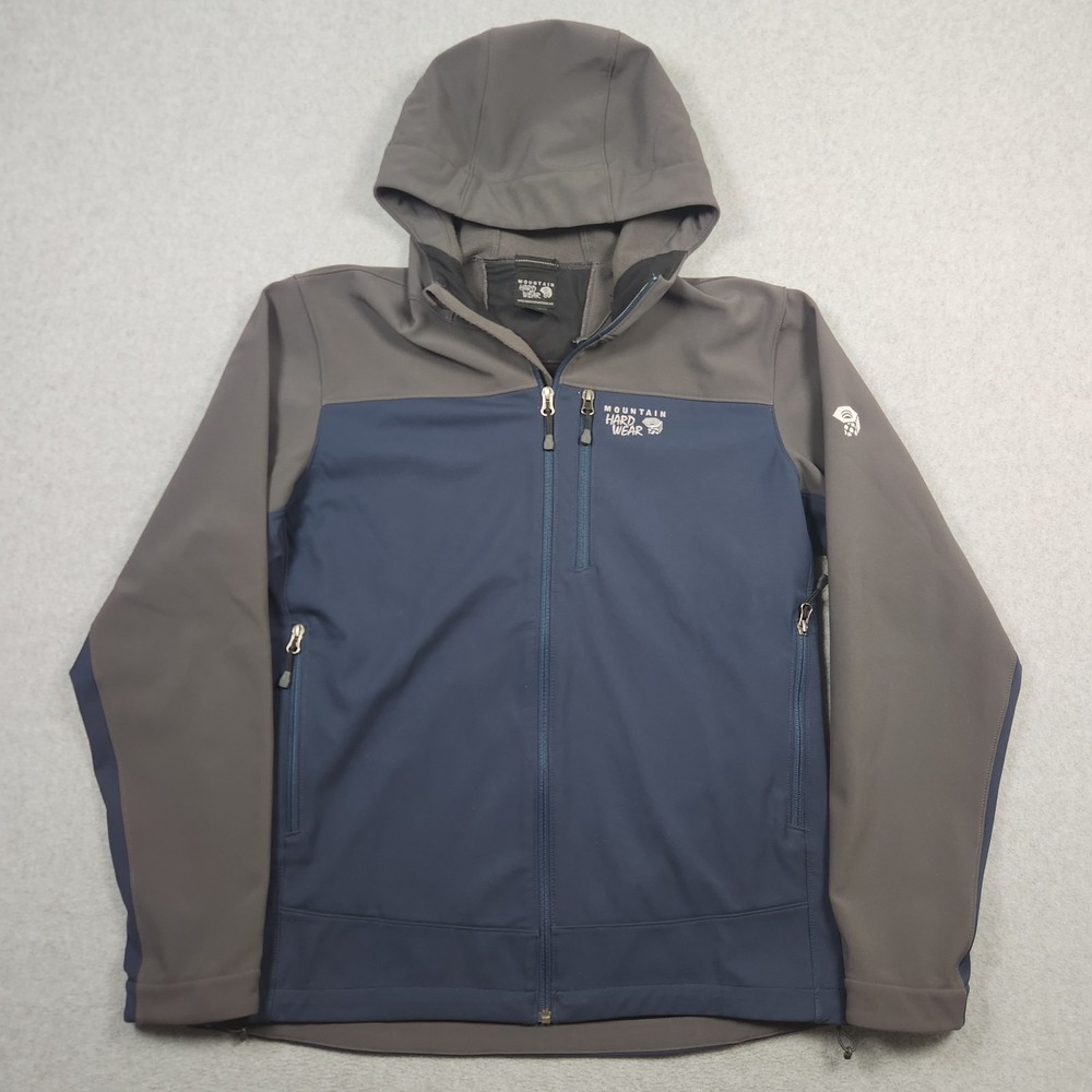 Mountain Hardwear  Jacket Mens Large Blue Grey Principio Hybrid Hood Softshell